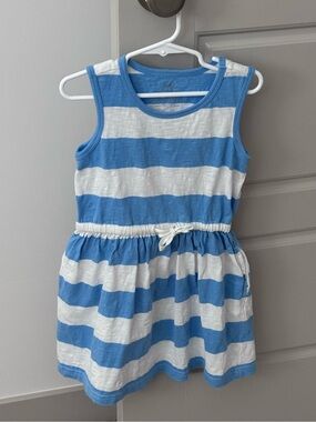 Primary Kids Tank Dress in Blue Stripe 4T